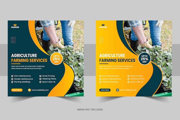 Agricultural and farming services social media post template or agro farm social media banner