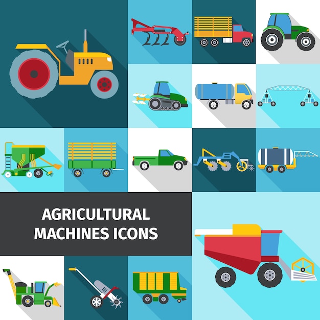 Agricultural industry icons set