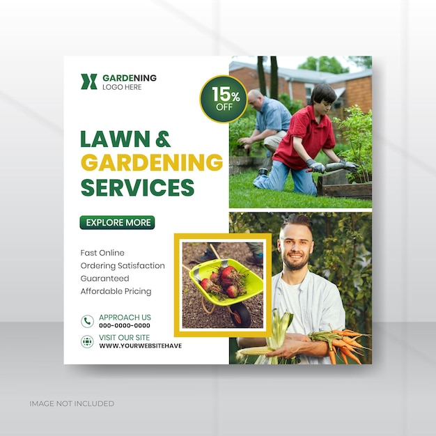 Vector agricultural and lawn services social media post banner template design