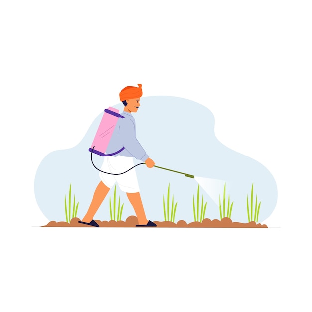 agricultural practices farmer spraying crops illustration