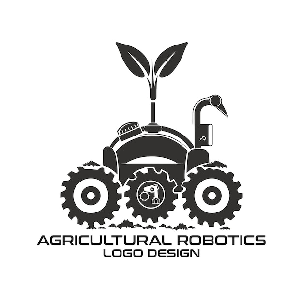 Vettore progettazione del logo vettoriale della robotica agricola