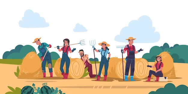 Vector agricultural work concept illustration