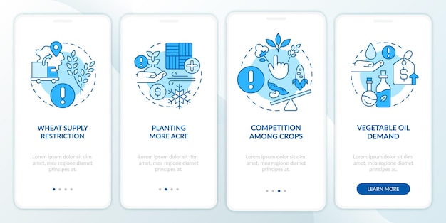 Agriculture challenges blue onboarding mobile app screen