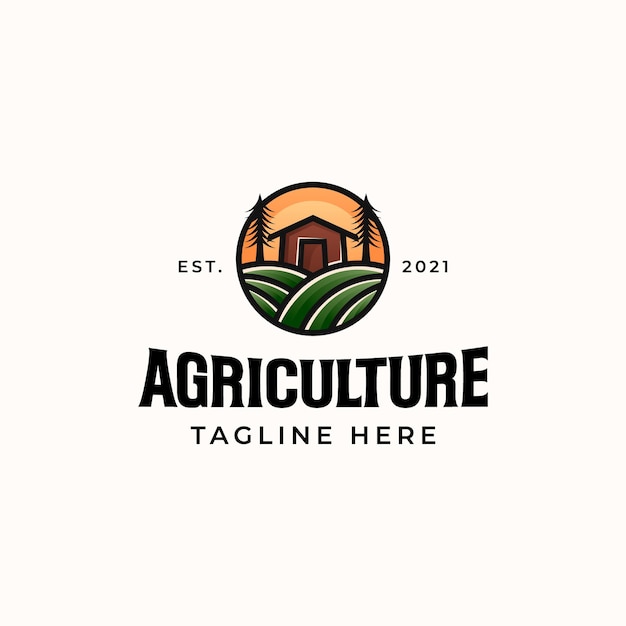 Agricoltura farm logo modello isolato in sfondo bianco