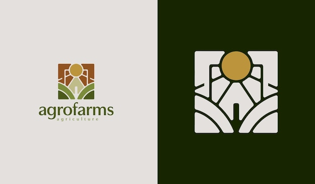 農業ファーム ロゴ テンプレート ユニバーサル クリエイティブ プレミアム シンボル ベクトル イラスト 創造的な最小限のデザイン テンプレート 企業のビジネス アイデンティティのシンボル