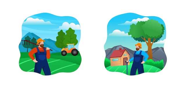 Agriculture farmer flat illustration