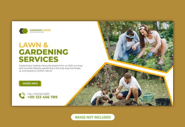 Agriculture Farming or Lawn Garden Services and Web Banner Design Template