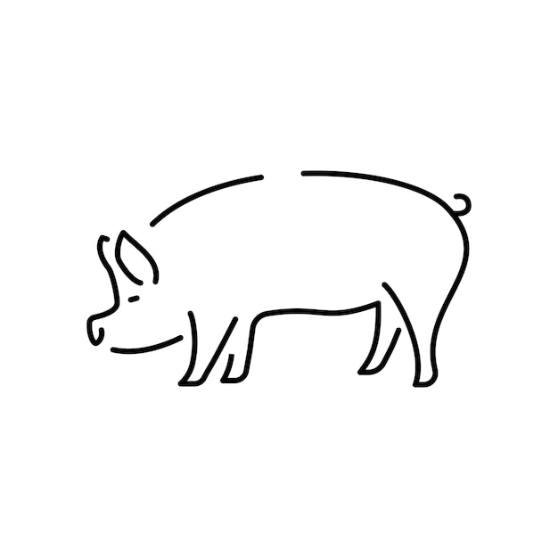 농업 및 농업 라인 아이콘 수확 가축 겸용 수확기 헛간 농장 동물 돼지 마을의 글로벌 농업