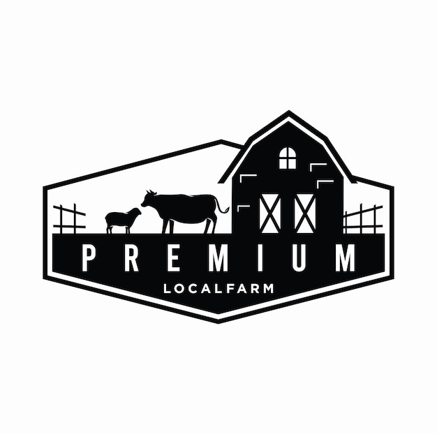 Agriculture and farming logo Farm house landscape vintage