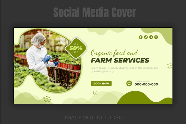 Vector agriculture farming service facebook cover design template and agrofarm services