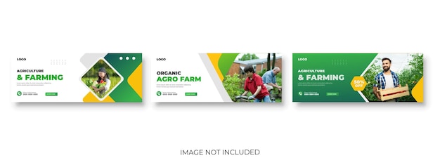 Vector agriculture farming service facebook cover and social media post lawn gardening bundle template