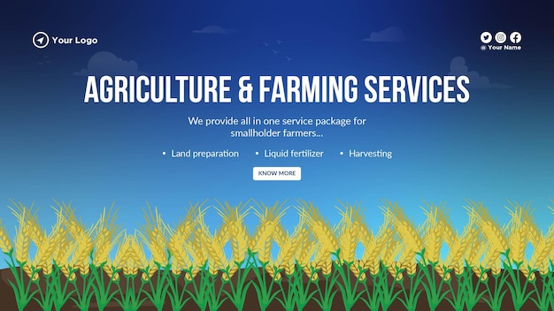 Modello di progettazione di banner paesaggistici per servizi agricoli e agricoli