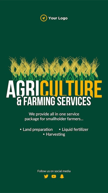 Agriculture and farming services portrait template design