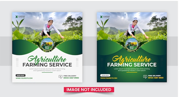 Agriculture farming services social media post or web banner template design garden agro farm