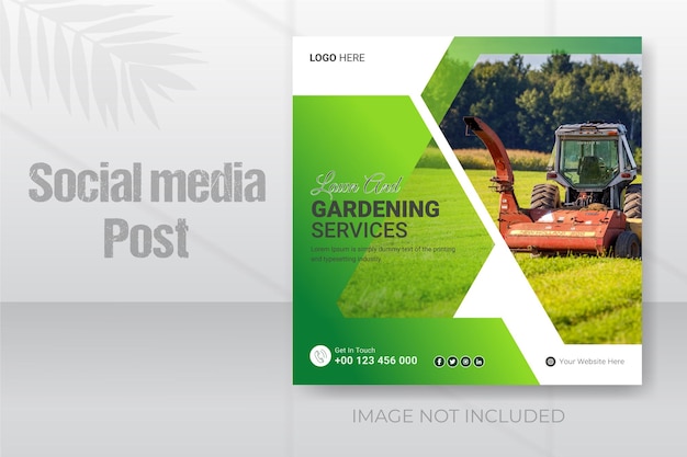 Vector agriculture garden agro farm and farming services social media post template design