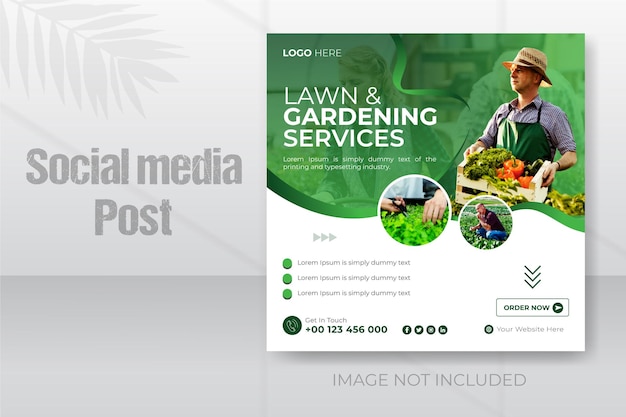 Vector agriculture garden agro farm and farming services social media post template design