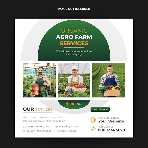 Agriculture and garden service for social media post and banner design