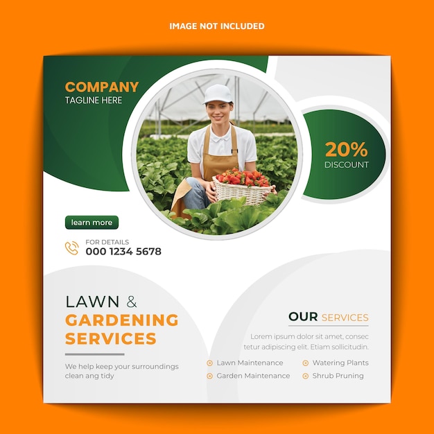 Vector agriculture and garden service for social media post and banner design