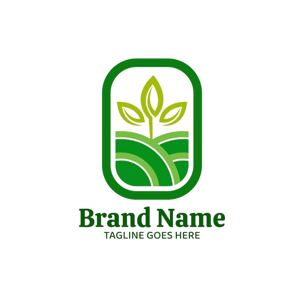 Agriculture green plant farm logo design template