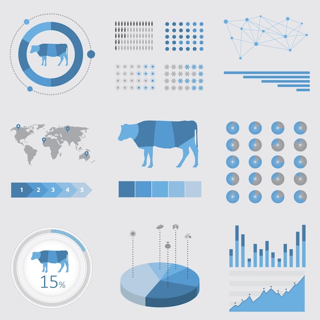 Agriculture infographic elements, on white background