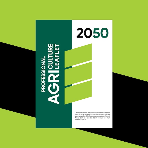 アグリカルチャー・リーフレット 2050 プロフェッショナル ダークグリーン ライトグリーン ベクトルデザインテンプレート