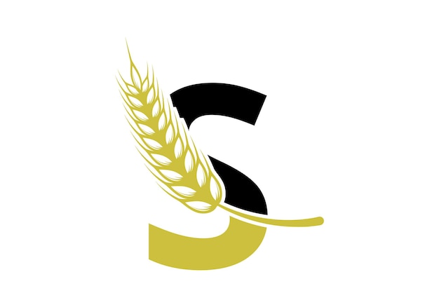 Agriculture Logo On S Letter Concept Wheat Logo For Agriculture Symbol Vector Template