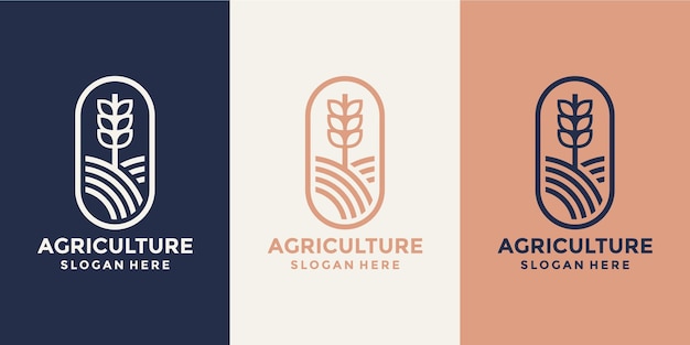 Agriculture luxurious monoline logo design inspiration