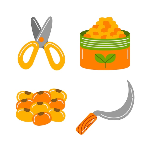 agriculture objects vector illustrations set