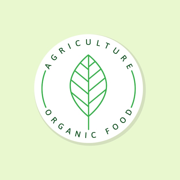 Vettore dell'autoadesivo dell'etichetta del logo o dell'illustrazione dell'alimento biologico di agricoltura