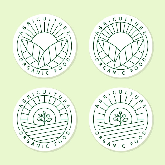 Вектор Логотип органической пищи сельского хозяйства или иллюстрация этикетки стикер вектор