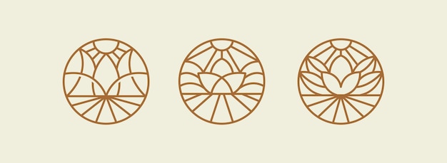 農業植物のロゴを設定します農業農家のロゴユニバーサル創造的なプレミアム シンボル ベクトル記号アイコンのロゴのテンプレート ベクトル図