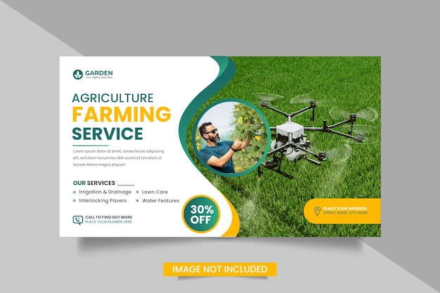 Agriculture service web banner bundle or lawn mower gardening landscaping banner .