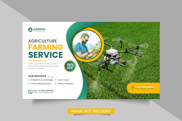 Vector agriculture service web banner bundle or lawn mower gardening landscaping banner .