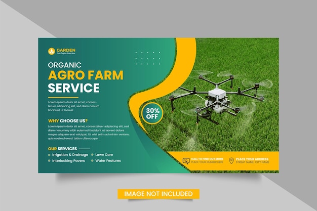 Agriculture service web banner bundle or lawn mower gardening landscaping banner .