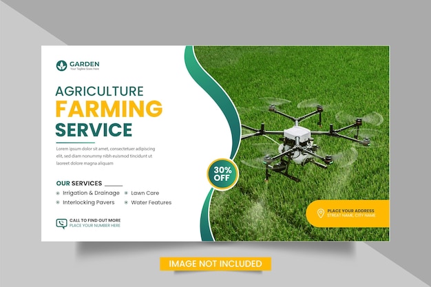 Agriculture service web banner bundle or lawn mower gardening landscaping banner .