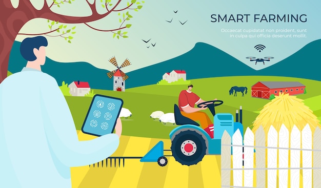 Vector agriculture smart farm digital technology