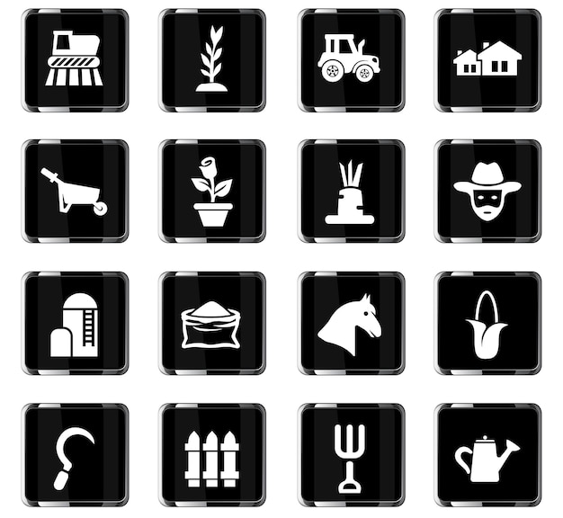 Icone vettoriali per l'agricoltura per la progettazione dell'interfaccia utente
