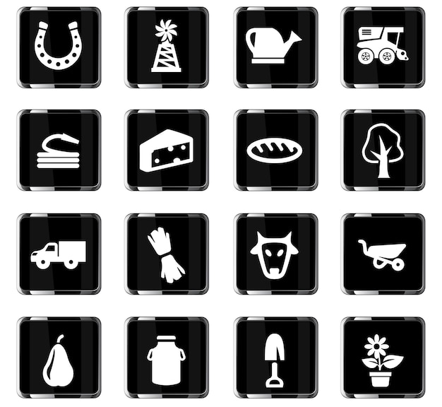Icone vettoriali per l'agricoltura per la progettazione dell'interfaccia utente