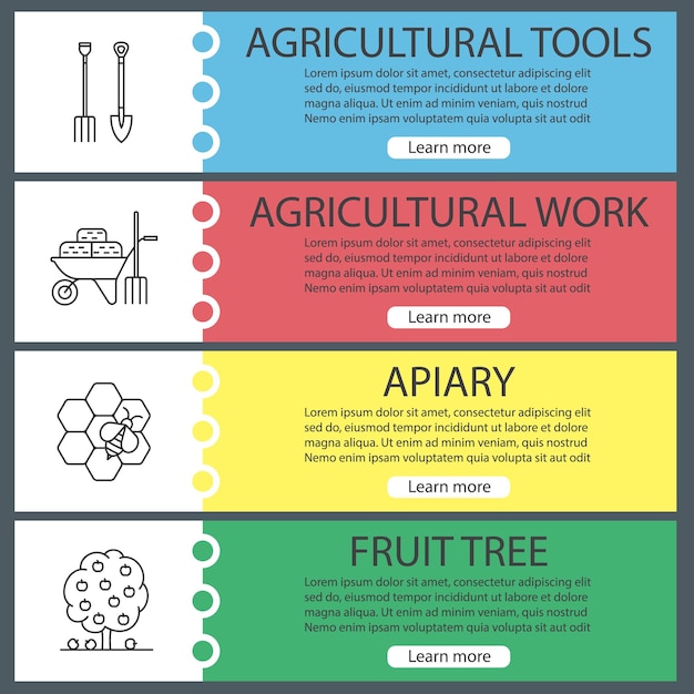 Agriculture web banner templates set