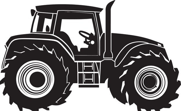 Agritech Ally Sleek Black Tractor Design Icon Harvest Havoc Hedendaags tractor embleem in het zwart