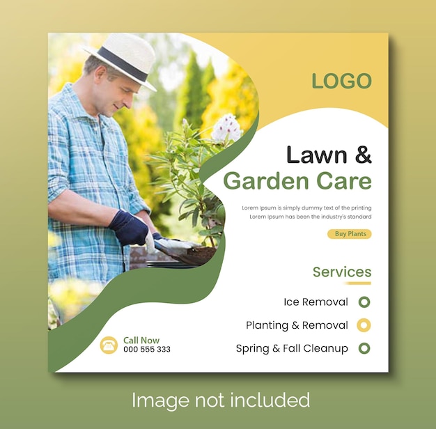 農業および芝生の庭サービスソーシャルメディアの投稿またはwebバナーのデザイン