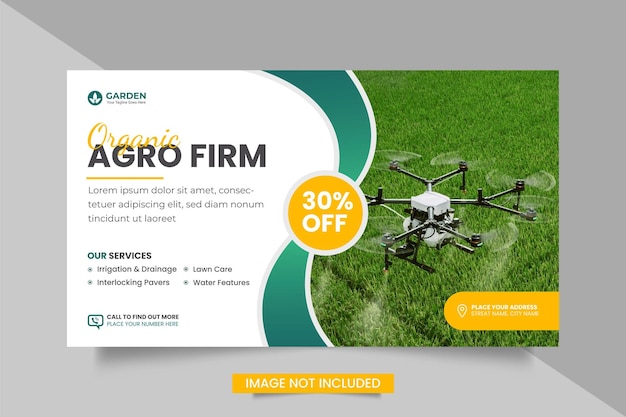 Agro firm service web banner bundle or lawn mower gardening landscaping banner