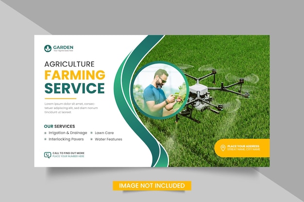 Agro firm service web banner bundle or lawn mower gardening landscaping banner