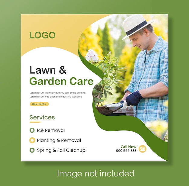 Agro and lawn garden services social media post or web banner design