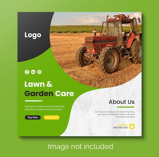 Vector agro and lawn garden services social media post or web banner design