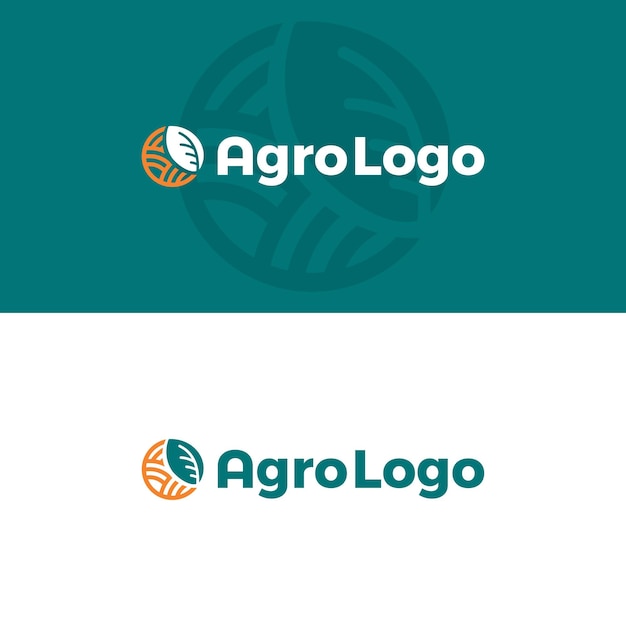 Agro logo ontwerpsjabloon Blad op groene achtergrond Landbouw boerderij vector