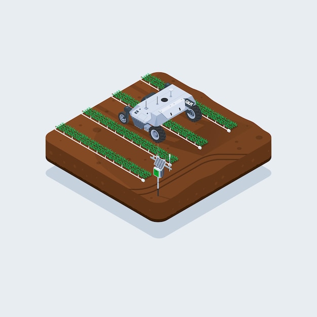 Vector agro robot isometric scene