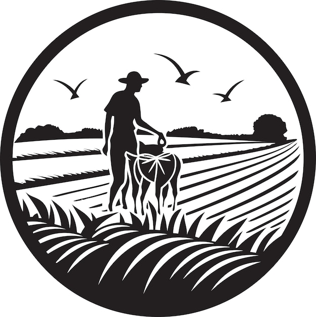 Agronomia artistica agricoltura emblema vettore farmstead icon agricoltura logo vettore icon