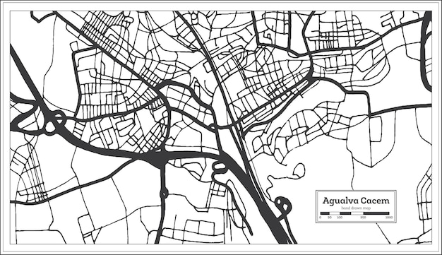 Mappa della città di agualva cacem portogallo in stile retrò