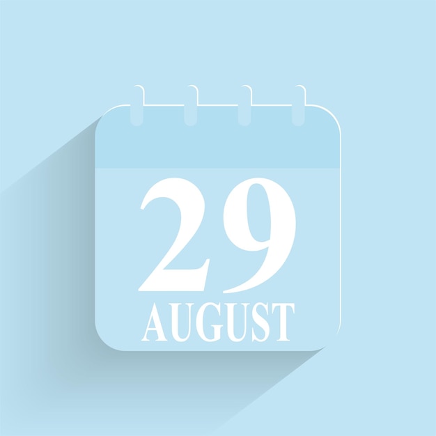 8월 29일 일일 달력 아이콘 날짜 및 시간 요일 월 휴일 평면 설계 벡터 그림